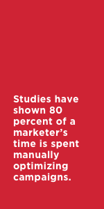 Studies have shown 80 percent of a marketer’s time is spent manually optimizing campaigns.