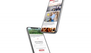 Wolseley PRO Pipeline Blog home page design on two iPhones