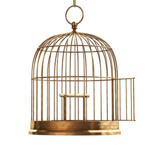 Gold bird cage for Clean Gas advertisement